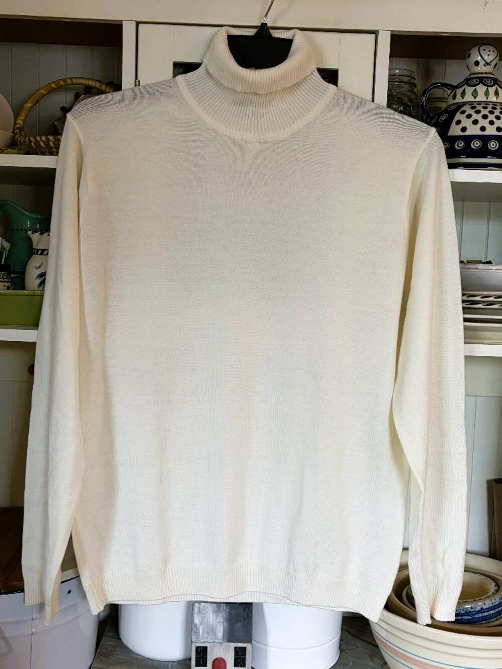 Stenströms Men's Turtleneck Sweater Lg Swedish brand, Ivory Color 100% Merino